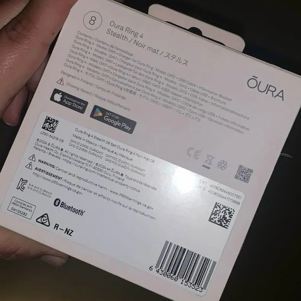 Oura Ring 4th, Stealth (smoky black), Generation Size 8